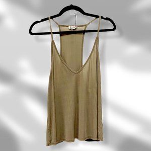 Free People Olive Deep V Racer Back Tank